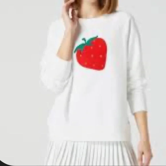 Wimbledon White Sweatshirt with Red Strawberry Graphic - Picture 8 of 8